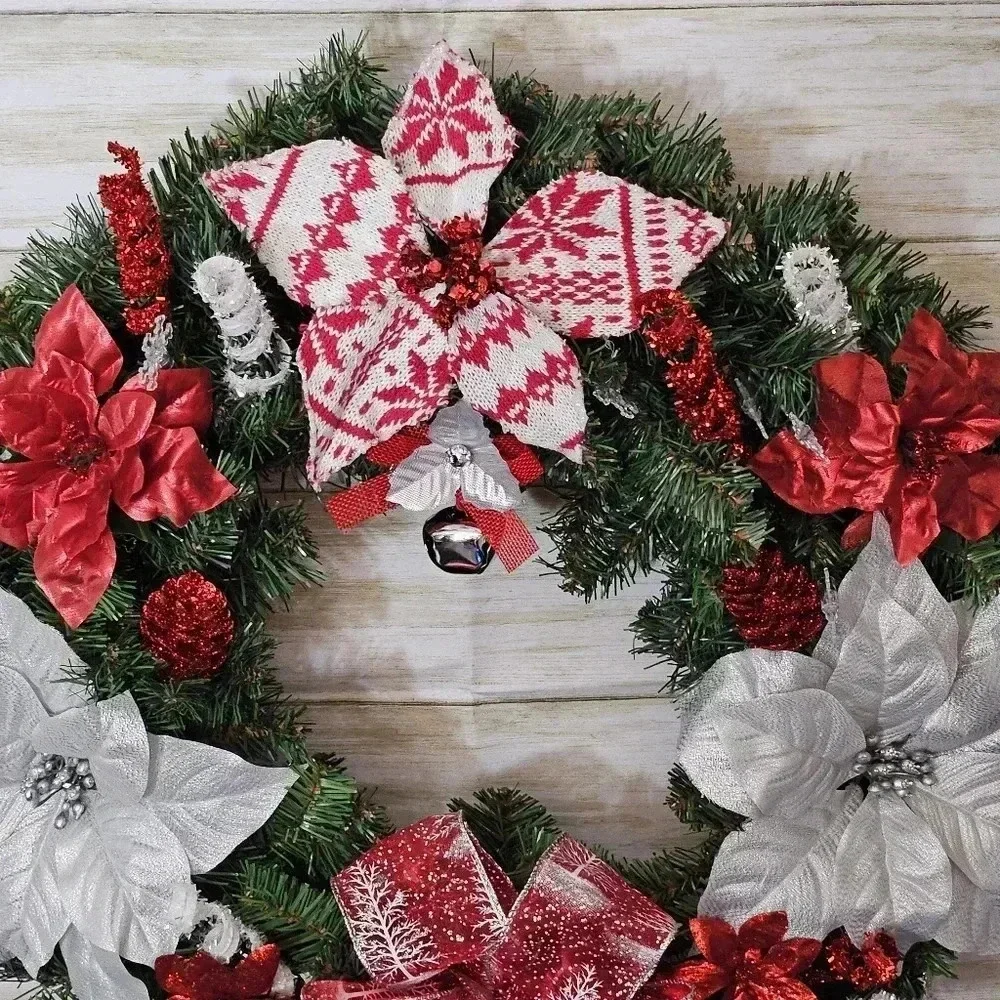 Homemade Hanging Christmas wreath with lights